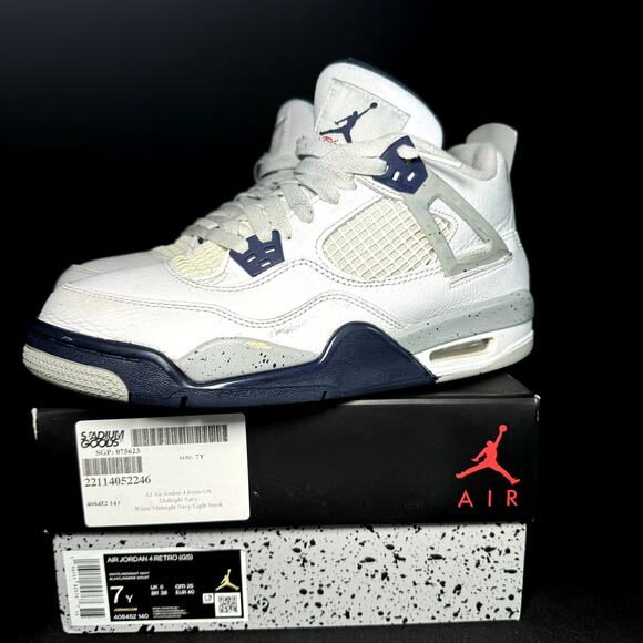 Size 7 - Nike Air Jordan 4 Retro GS Midnight Navy 2022 Shoes - Picture 10 of 10